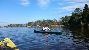 Kayaker kayaking on Bath Creek North Carolina